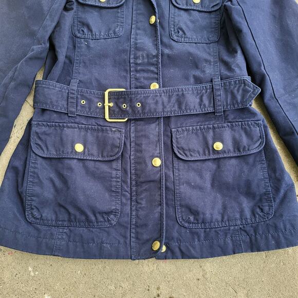 Banana Republic Military Coat Size S Blue Lined Belted Jacket Urban Preppy Fall - Picture 3 of 13